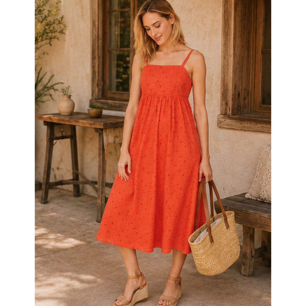 Rent the Runway-Madewell Eyelet Babydoll Dress XS 100% Cotton Midi Sundress
